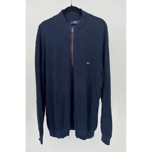 Vineyard Vines Men's Navy Blue Waffle Knit Quarter‎ Zip Sweater XL